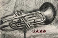 An ancient hand-painted jazz trumpet Royalty Free Stock Photo