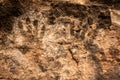 Ancient Hand Prints On The Wall of Cave Spring Royalty Free Stock Photo