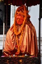 Ancient Hanuman idol deity angel statue at antique building Hanuman Dhoka Royal Palace at Basantapur Katmandu for nepali people Royalty Free Stock Photo