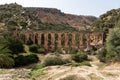 Ancient Haroune aqueduct near the archeological Roman city of Volubilis in Morocco