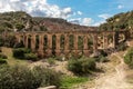 Ancient Haroune aqueduct near the archeological Roman city of Volubilis in Morocco