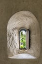 An ancient hatch through the church wall where lepers received communion