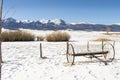 Ancient Hay Rake among the Colorado Rocky Mountains Royalty Free Stock Photo