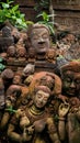 Ancient head terra cotta in asian Royalty Free Stock Photo