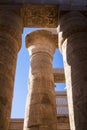 Ancient heiroglyphics on the pillars of Karnak Temple