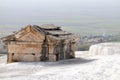 Ancient hellenic tomb submerged in travertine pool in Hierapolis, Pamukkale in Turkey scenic view Royalty Free Stock Photo