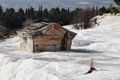 Ancient hellenic tomb submerged in travertine pool in Hierapolis, Pamukkale in Turkey scenic view Royalty Free Stock Photo