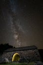 ancient hermitage under the milky way at night Royalty Free Stock Photo