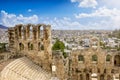 The ancient Herodion theatre at the Acropolis of Athens, Greece Royalty Free Stock Photo