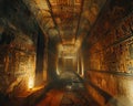 Ancient hieroglyphics illuminated in a pharaohs tomb secrets of Egypt whispered across millennia Royalty Free Stock Photo
