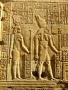 Ancient hieroglyphics on the wall of Kom Ombo temple Royalty Free Stock Photo