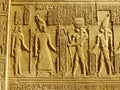 Ancient hieroglyphics on the wall of Kom Ombo temple Royalty Free Stock Photo