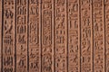 ancient hieroglyphs carved on a wall in kom ombo temple Royalty Free Stock Photo