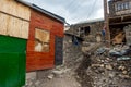 Ancient highmountains village Khynalyg, Azerbaijan. Buildings, houses and way of life Royalty Free Stock Photo