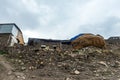 Ancient highmountains village Khynalyg, Azerbaijan. Buildings, houses and way of life Royalty Free Stock Photo