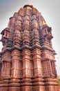 ancient hindu temple architecture from unique angle at day Royalty Free Stock Photo