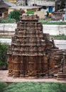 Ancient Hindu temple built by Badami chalukyas in red sandstone rock, having ancient indian architecture. Royalty Free Stock Photo