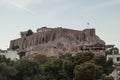 Ancient historic Acropolis of Athens fortification building built on a hill