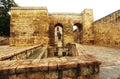 Ancient historic fortress witha statue in Spain, Cordoba, Alcazar