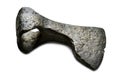 ancient historic metal ax on a white