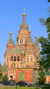 Ancient historical building of orthodox church cathedral in Peterhof
