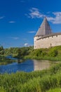 Ancient historical old Ladoga fortress in the village of Staraya Ladoga - Leningrad region Russia Royalty Free Stock Photo