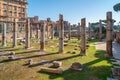 Ancient historical Traian Forum with column ruins in Rome Royalty Free Stock Photo