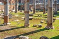 Ancient historical Traian Forum with column ruins in Rome Royalty Free Stock Photo