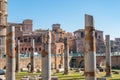 Ancient historical Traian Forum with column ruins in Rome Royalty Free Stock Photo