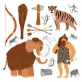 Stone age neanderthal caveman icons