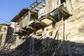 Ancient house restoration, wood and stone houses in the province