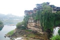 Ancient houses built on a cliff at Furongzhen