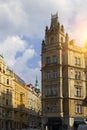 Ancient houses in the Jewish quarter in the Old Town in Pragues , Czech Republic Royalty Free Stock Photo