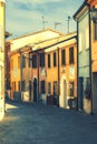 Ancient houses on the picturesque Via Marecchia in Borgo San Giuliano, Rimini, Italy