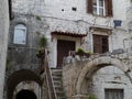 Ancient houses with shutters in the Croatian city Trogir Royalty Free Stock Photo