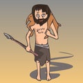 Ancient hunter with prey vector cartoon