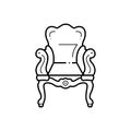 Black line icon for Ancient, pedestal and chair Royalty Free Stock Photo