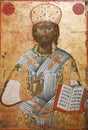 Ancient icon of Christ Great High Priest from the church of Holy Trinity, 16th cent Royalty Free Stock Photo