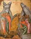 Ancient icon of the Resurrection - Descent into Hell, the Anastasis. 17th cent. Cretan workshop