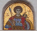 Ancient icon of Saint George outside of the Panagia Church in Chora, Ios island, Cyclades, Greece Royalty Free Stock Photo