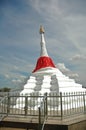 Ancient imbalanced white stupa at Koh Kred Island Bangkok