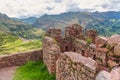 Ancient Inca circular terraces in Sacred Urubamba Valley of Incas, Peru