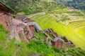 Ancient Inca circular terraces in Sacred Urubamba Valley of Incas, Peru