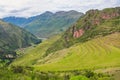 Ancient Inca circular terraces in Sacred Urubamba Valley of Incas, Peru