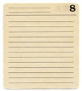 Ancient index card paper with lines and number 8 background