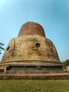 Ancient india Dhamek stupa sarnath temple in sarnath museum Sarnath is a famous place in Varanasi and it cultures buddha Royalty Free Stock Photo