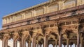 Ancient Indian architecture. The colonnade of the open hall is built of sandstone.