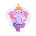 Ancient Indian Hindu Ganesha God and Deity Vector Illustration