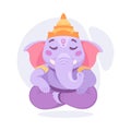 Ancient Indian Hindu Ganesha God and Deity Vector Illustration