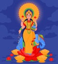 Ancient Indian Hindu God Lakshmi Composition